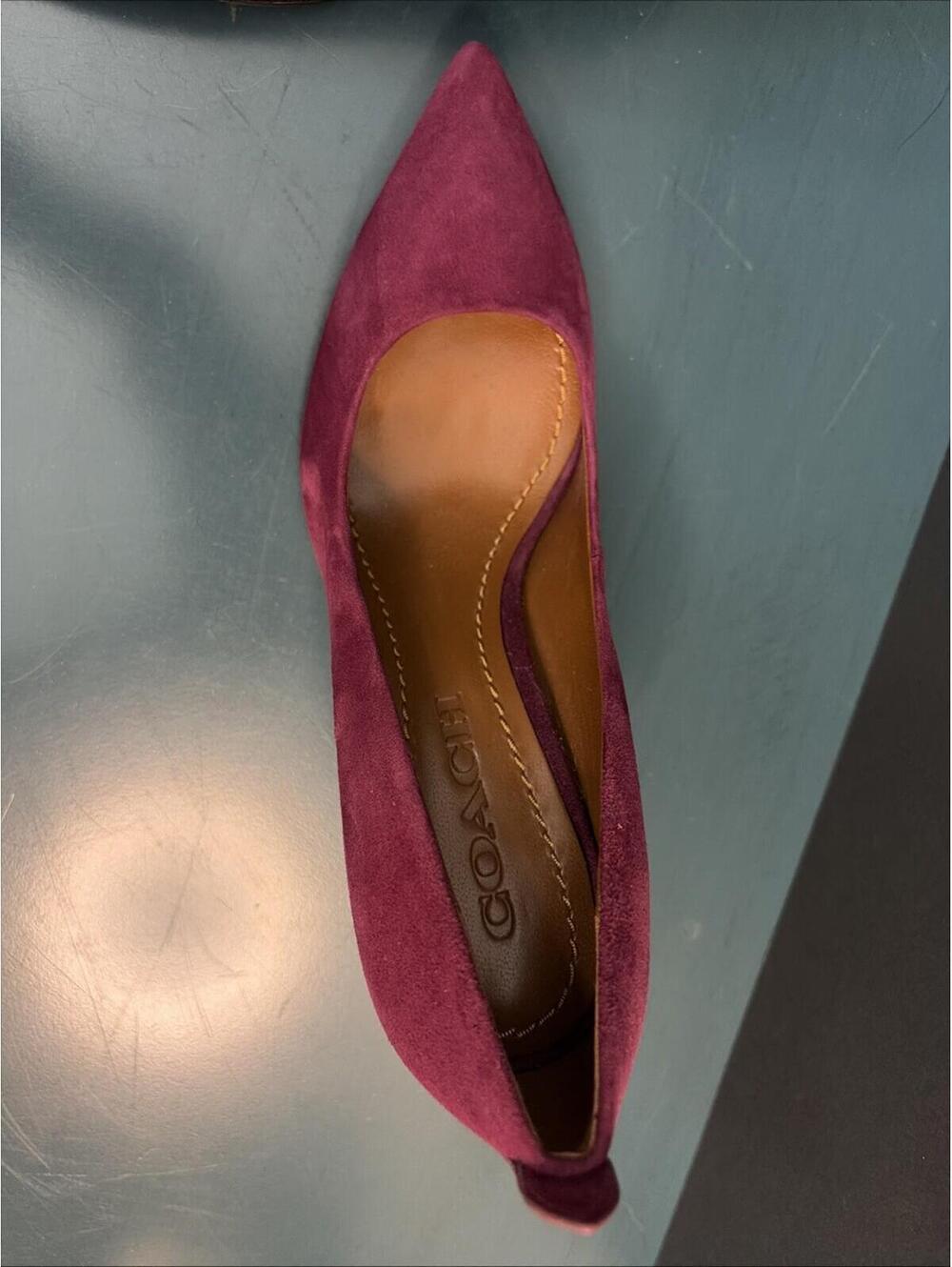 Women’s Coach Waverly Suede Plum Purple Pump New Size 6 - Picture 5 of 9